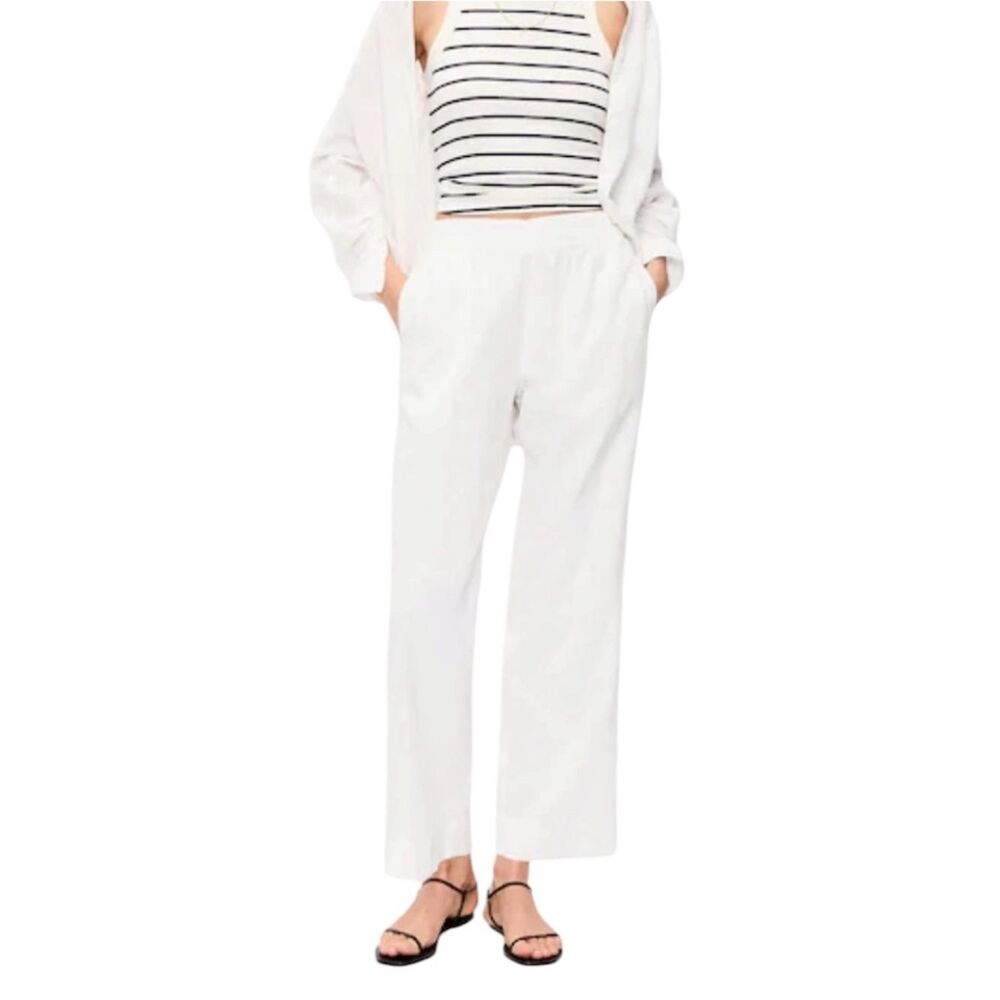 Old Navy Wide-Leg Pull-On linen blend Pants in White size large